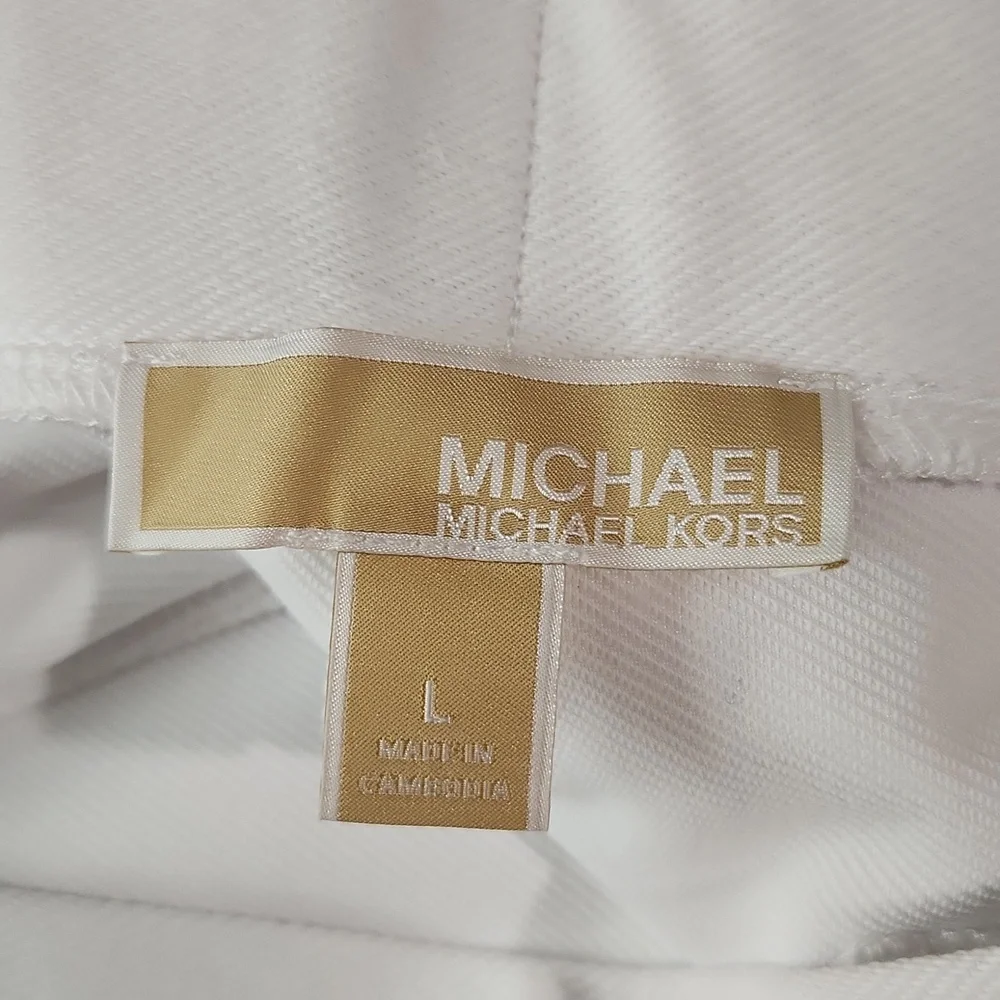 NWT MICHAEL Michael Kors White Skinny Ankle Pull-On Pants  Large - Picture 6 of 7
